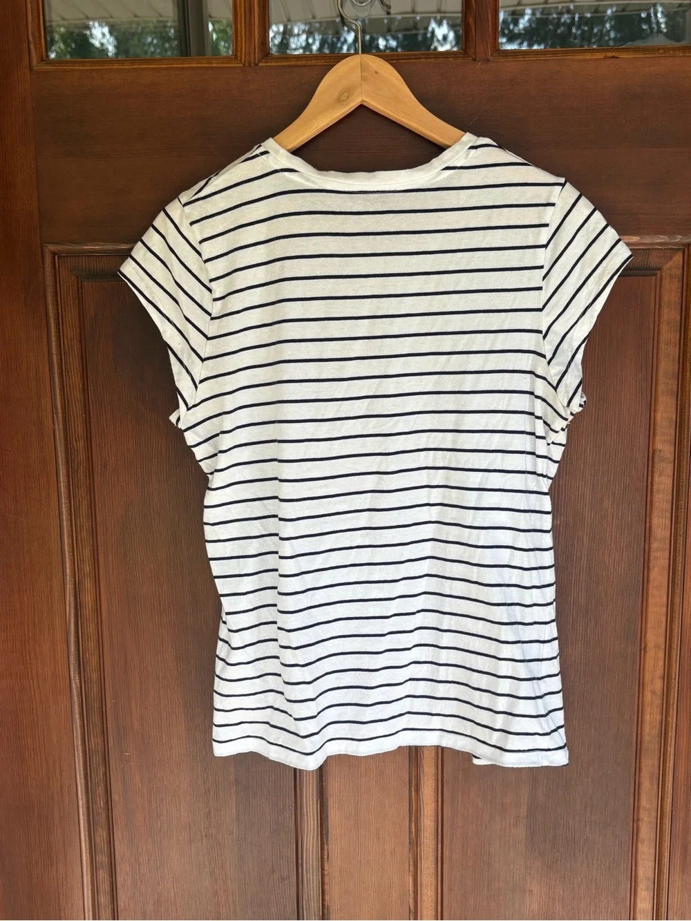 Classic White and Black Striped Women’s Tee